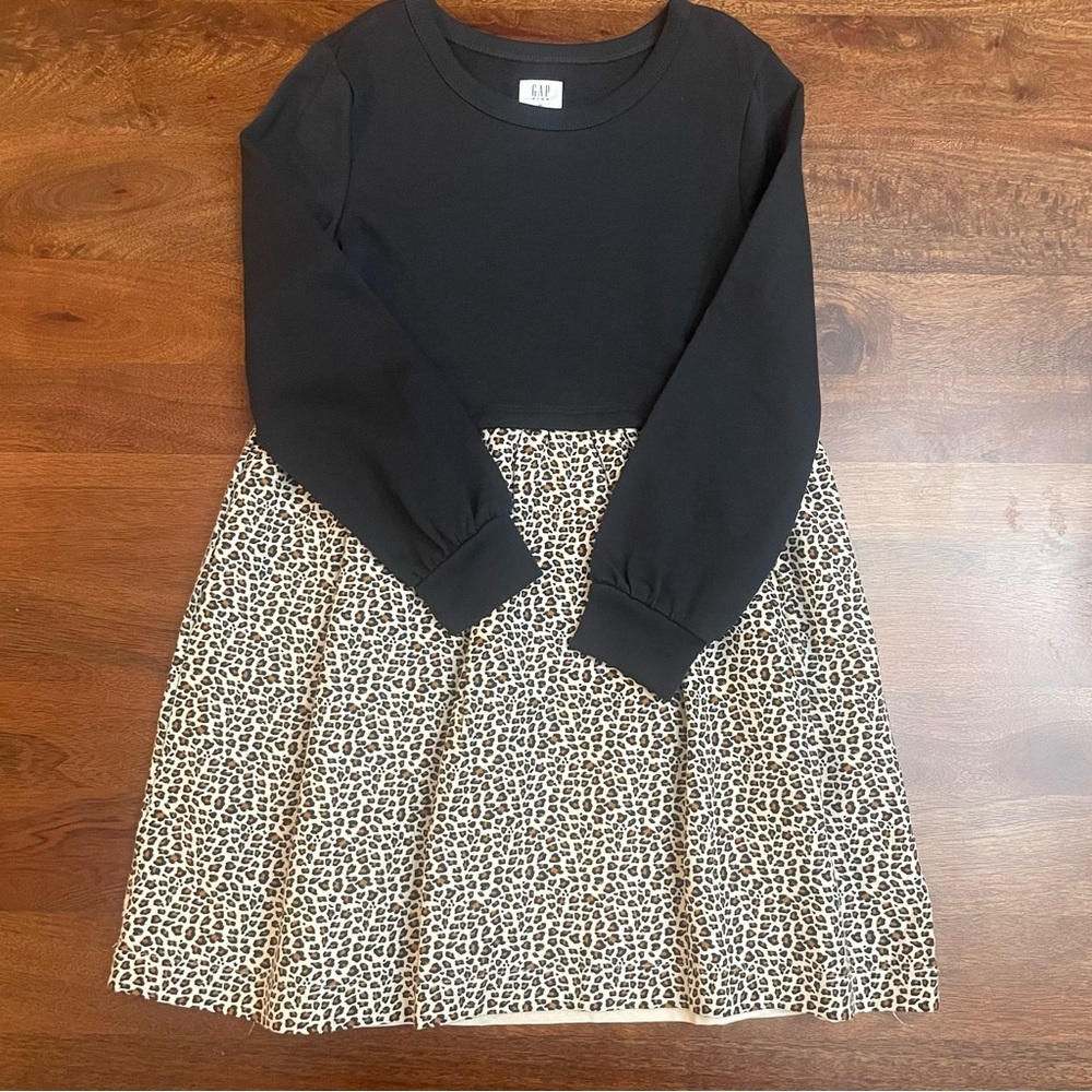 GAP Girls long sleeve leopard print dress